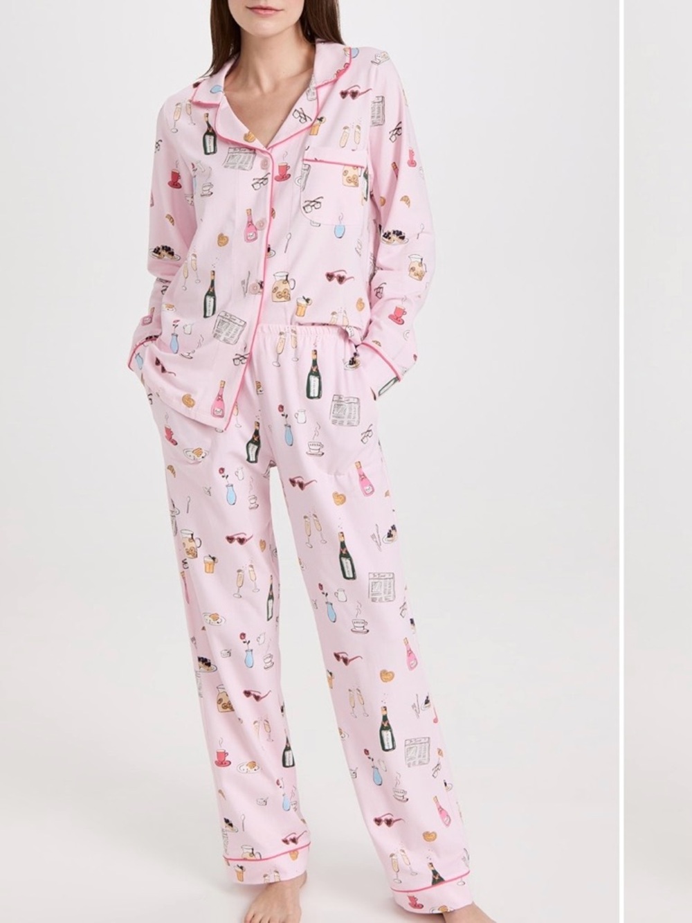 BEDHEAD PJ’S Long Sleeve Classic Stretch Jersey PJ Set,pink